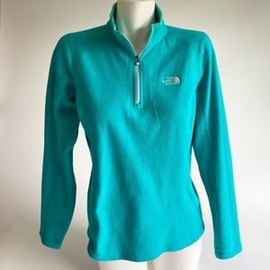 The North Face Blue Green Polyester 1/3 Zip Pullover Sweater size M